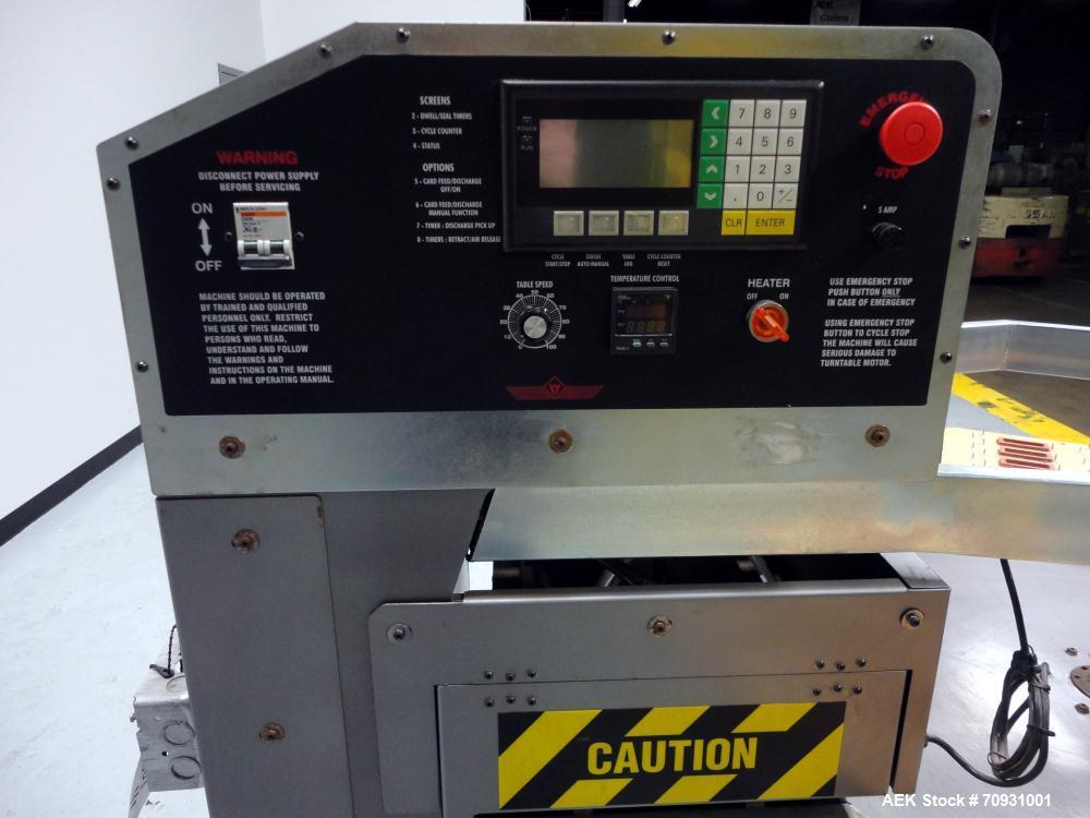 Used Visual Packaging System Model SDS6C (6) Station Semi-Automatic Rotary Blister Sealer. Has 14" x 18" Seal Area, 3-1/4" Blister Depth, Seal Pressure of 2,900 lbs. @ 100psi, and Variable Cycle Spee...