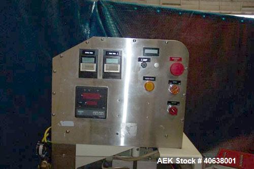 Used Visual Thermoforming six station rotary blister sealer, model D-S-6-F. 51" diameter turntable. 12” x 14” (30 cm x 35 cm) seal area. Blister depth 3 ¼” (8.26 cm) standard, seal pressure 2,000 lbs...