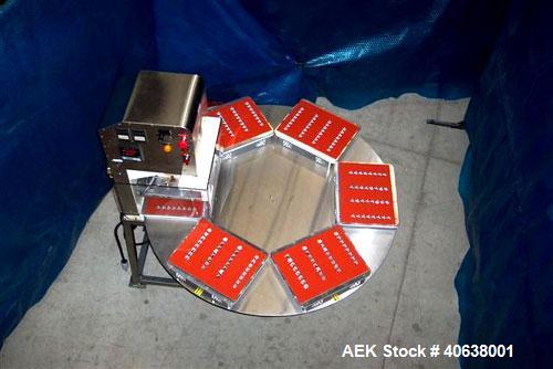 Used Visual Thermoforming six station rotary blister sealer, model D-S-6-F. 51" diameter turntable. 12” x 14” (30 cm x 35 cm) seal area. Blister depth 3 ¼” (8.26 cm) standard, seal pressure 2,000 lbs...
