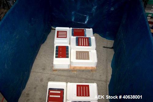 Used Visual Thermoforming six station rotary blister sealer, model D-S-6-F. 51" diameter turntable. 12” x 14” (30 cm x 35 cm) seal area. Blister depth 3 ¼” (8.26 cm) standard, seal pressure 2,000 lbs...