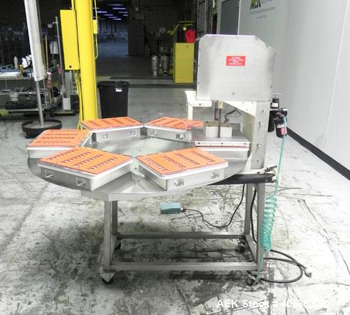 Used Visual Thermoforming Six Station Rotary Blister Sealer, model D-S-6-F. 51'' diameter turntable. 12” x 14” (30 cm x 35 cm) seal area. Blister depth 3 ¼” (8.26 cm) standard, seal pressure 2,000 lb...