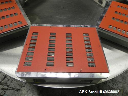 Used Visual Thermoforming Six Station Rotary Blister Sealer, model D-S-6-F. 51'' diameter turntable. 12” x 14” (30 cm x 35 cm) seal area. Blister depth 3 ¼” (8.26 cm) standard, seal pressure 2,000 lb...