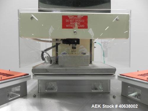 Used Visual Thermoforming Six Station Rotary Blister Sealer, model D-S-6-F. 51'' diameter turntable. 12” x 14” (30 cm x 35 cm) seal area. Blister depth 3 ¼” (8.26 cm) standard, seal pressure 2,000 lb...