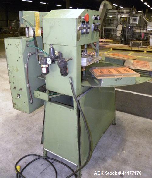 Used Visual Thermoforming Rotary Blister Sealer, Model DS-6A, carbon steel. (6) 12" x 14" seal area. Blister depth up to 3-1/2". Seal pressure 2000 pounds at 100 psi. Temperature range 0 to 600 deg F...