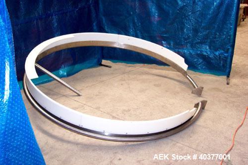 Used Visual Packaging Thermoforming Six Station Rotary Blister Sealer, model ESDS-6. Approximately 78” diameter turntable, 18" x 22" ( 45.7 cm x 56 cm ) seal area. Seal pressure 5000 lbs @ 100 psi (2...