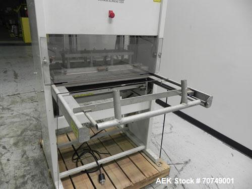 Used Alloyd Model 2SM1428 Shuttle Type Blister Sealer. Seal area 14" (wide) x 18" (long). Temperature range 0 - 800 deg Farenheit. Seal dwell range 0 - 15 seconds. 16 cfm @ 100 psi. 3/60/230V.