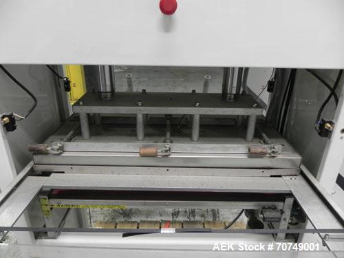 Used Alloyd Model 2SM1428 Shuttle Type Blister Sealer. Seal area 14" (wide) x 18" (long). Temperature range 0 - 800 deg Farenheit. Seal dwell range 0 - 15 seconds. 16 cfm @ 100 psi. 3/60/230V.