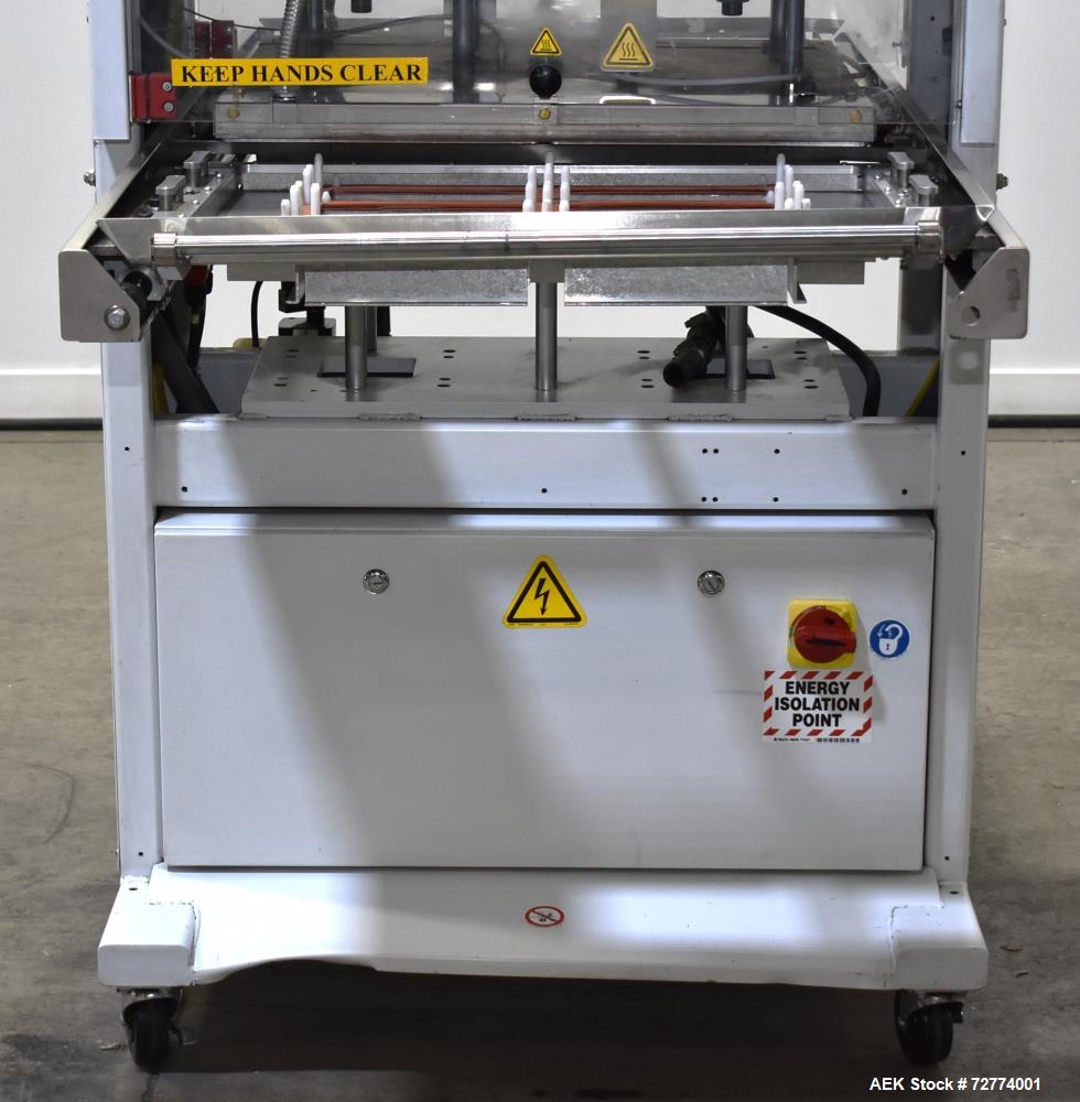 Used Alloyd Aergo 2 Plus Semi Automatic Shuttle Style Blister Sealer. Capable of speeds up to 8 cycles per minute. Sealing capacity: 14" x 28". Temperature range: Ambient - 550 degrees F. Two station...
