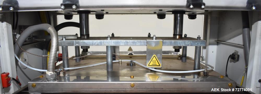Used Alloyd Aergo 2 Plus Semi Automatic Shuttle Style Blister Sealer. Capable of speeds up to 8 cycles per minute. Sealing capacity: 14" x 28". Temperature range: Ambient - 550 degrees F. Two station...