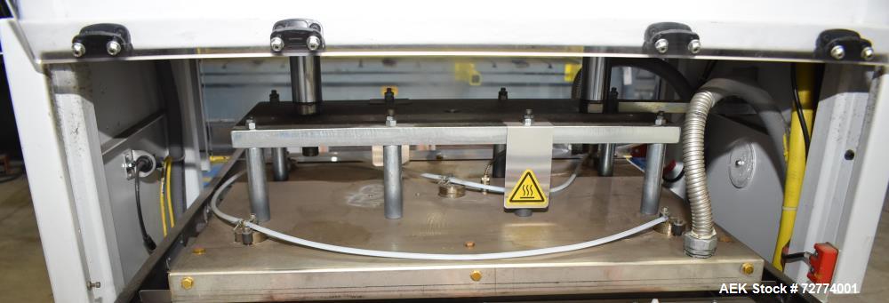 Used Alloyd Aergo 2 Plus Semi Automatic Shuttle Style Blister Sealer. Capable of speeds up to 8 cycles per minute. Sealing capacity: 14" x 28". Temperature range: Ambient - 550 degrees F. Two station...