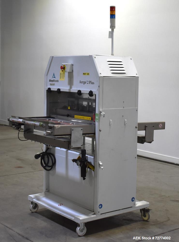 Used- Alloyd Aergo 2 Plus Semi Automatic Shuttle Style Blister Sealer. Capable of speeds up to 8 cycles per minute. Sealing ...