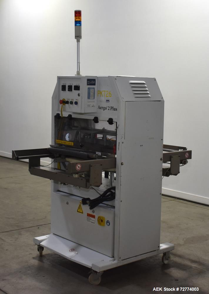 Used- Alloyd Aergo 2 Plus Semi Automatic Shuttle Style Blister Sealer. Capable of speeds up to 8 cycles per minute. Sealing ...