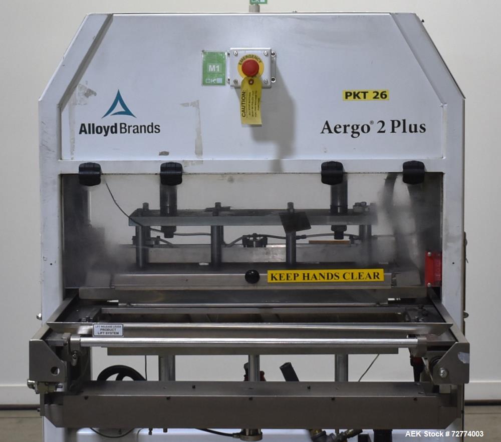Used Alloyd Aergo 2 Plus Semi Automatic Shuttle Style Blister Sealer. Capable of speeds up to 8 cycles per minute. Sealing capacity: 14" x 28". Temperature range: Ambient - 550 degrees F. Two station...