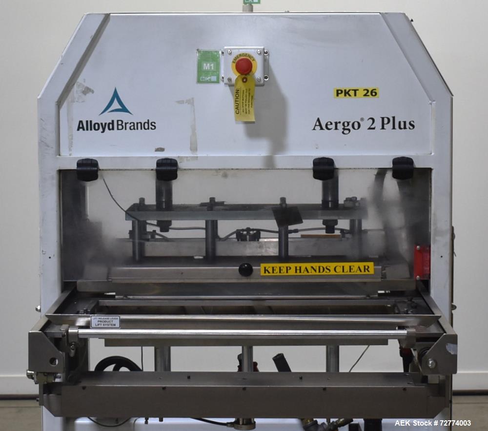 Used- Alloyd Aergo 2 Plus Semi Automatic Shuttle Style Blister Sealer. Capable of speeds up to 8 cycles per minute. Sealing ...