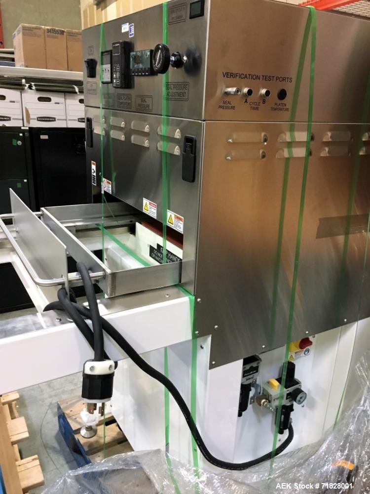 Used Belco Medical Tray Sealer, Model BM EL 2020. Max. seal size fixture 20 x 20". Max. tray depth 3 1/2". 50-300 Degrees F. 208-240 Volts; 1 phase; 25 Amps; 50/60 Hz. Max. input psi 125. 0.12 cubic ...