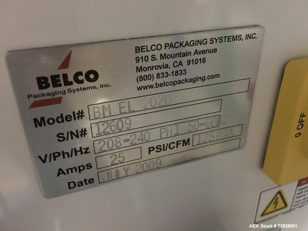 Used Belco Medical Tray Sealer, Model BM EL 2020. Max. seal size fixture 20 x 20". Max. tray depth 3 1/2". 50-300 Degrees F. 208-240 Volts; 1 phase; 25 Amps; 50/60 Hz. Max. input psi 125. 0.12 cubic ...