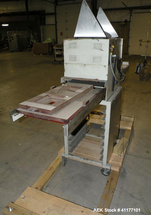 Used Sencorp F-20 Blister Sealer. Two station shuttle blister sealer has a 13" x 21" seal area. Maximum blister depth: 4.5". Cylinder size: 3.5".  Air requremets: 65 to 100 psi. Mounted on stand.