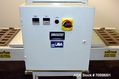 Used Sencorp 630 Blister Sealer.  Two station shuttle blister sealer has a 13" x 21" seal area.  Maximum blister depth: 4.5".  Cylinder size: 3.5".  Air requirements: 65 to 100 psi.  3/50/60 hz, 220V...