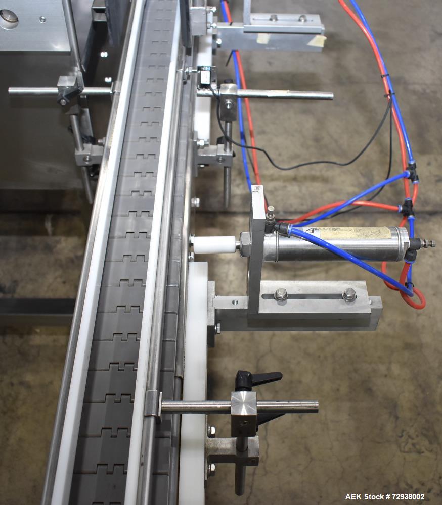Used Accutek S/S (6) Head Automatic Pneumatic Bottle Washer / Rinser, Model 50BR1L02. Product Speed 60-90 CPM Depending on Container. Fill size range: 0.33oz - 16oz (10ml - 475ml). Bottle Gripper Ass...