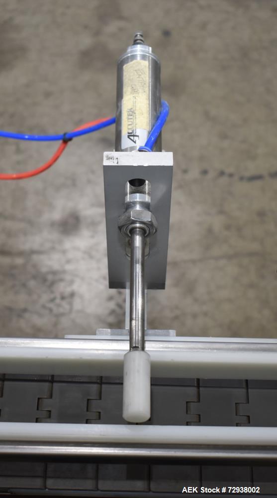 Used Accutek S/S (6) Head Automatic Pneumatic Bottle Washer / Rinser, Model 50BR1L02. Product Speed 60-90 CPM Depending on Container. Fill size range: 0.33oz - 16oz (10ml - 475ml). Bottle Gripper Ass...