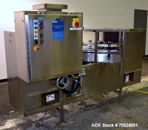 Used Bevco Model M150R Ionized Air Bottle Rinser. Machine can operate at speeds of up to 150 bottle per minute. Is a 2 speed function machine. Has vacuum manifold. Machine uses ionized air. 3/60/460V...