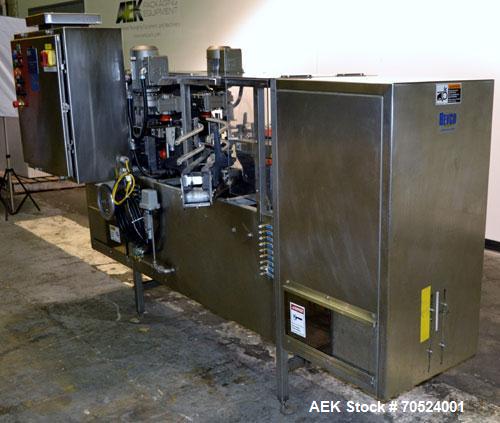 Used Bevco Model M150R Ionized Air Bottle Rinser. Machine can operate at speeds of up to 150 bottle per minute. Is a 2 speed function machine. Has vacuum manifold. Machine uses ionized air. 3/60/460V...