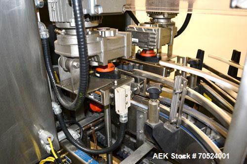 Used Bevco Model M150R Ionized Air Bottle Rinser. Machine can operate at speeds of up to 150 bottle per minute. Is a 2 speed function machine. Has vacuum manifold. Machine uses ionized air. 3/60/460V...