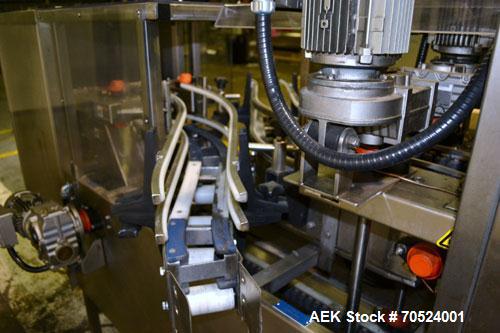Used Bevco Model M150R Ionized Air Bottle Rinser. Machine can operate at speeds of up to 150 bottle per minute. Is a 2 speed function machine. Has vacuum manifold. Machine uses ionized air. 3/60/460V...