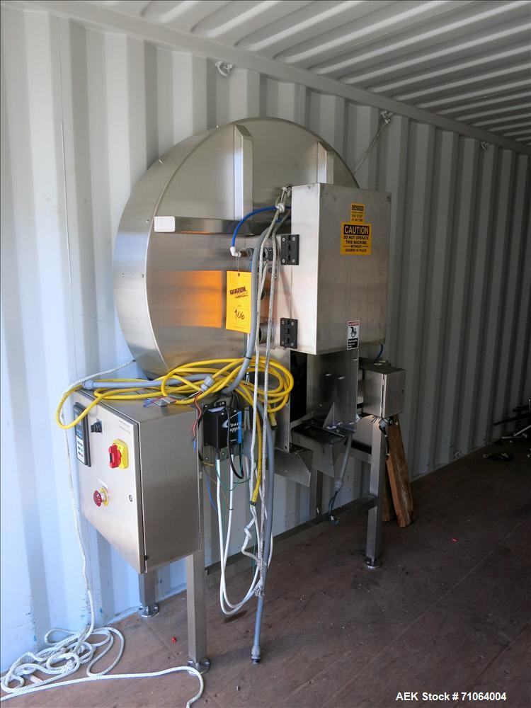 Used McBrady Engineering Orbital Air Bottle Rinser, Model 60.  Currently set up for 750 ml, change parts for 375 ml.  Stainless steel frame.  Includes speed control,  Missing power supply.  No motor ...