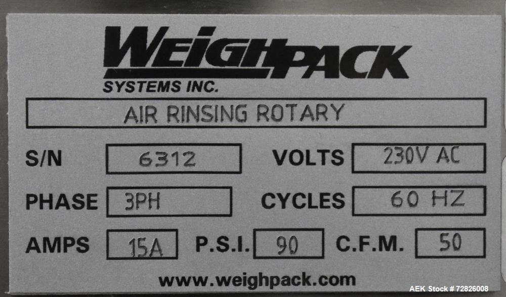 Unused-Weighpack Systems (Paxiom) Model SC20 rotary air rinser/bottle cleaner. Suitable to rinse the internal of the glass b...