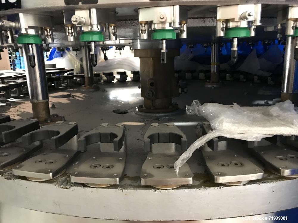 Used Bevcorp Crown Uni-Blend 45-12 Valve Bottle Filler. Speed 12 oz up to 400 bpm. 460 V, 60 Hz, 3 Phase. Glass explosion shields included. Reported to be reconditioned. Mfg. 2007