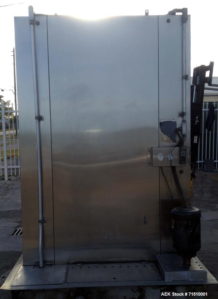Used Alvey Tray Washer, Model KS-70. (2) Tray racks/carts, each cart holds 45 trays. Maximum tray dimensions 21"x 26 1/2". (3) levels of 15 trays on the cart. 3 phase/ 60 cycles / 208 Volts. 72" wide...