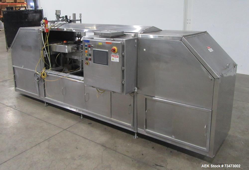 Used Bevco Model 510 Automatic Inline Bottle Gripper Rinser. Capable of speeds up to 500 containers per minute (depending on application). Container Size Range 1.5" - 9" (diameter) x 2" - 13" (height...