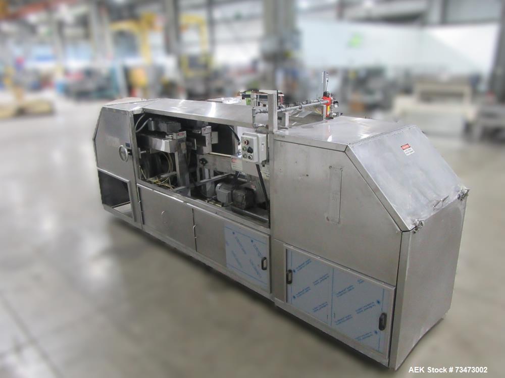 Used Bevco Model 510 Automatic Inline Bottle Gripper Rinser. Capable of speeds up to 500 containers per minute (depending on application). Container Size Range 1.5" - 9" (diameter) x 2" - 13" (height...