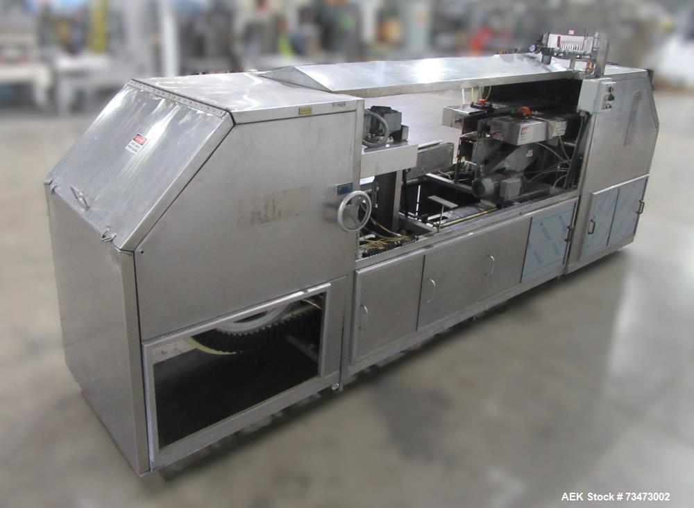 Used Bevco Model 510 Automatic Inline Bottle Gripper Rinser. Capable of speeds up to 500 containers per minute (depending on application). Container Size Range 1.5" - 9" (diameter) x 2" - 13" (height...