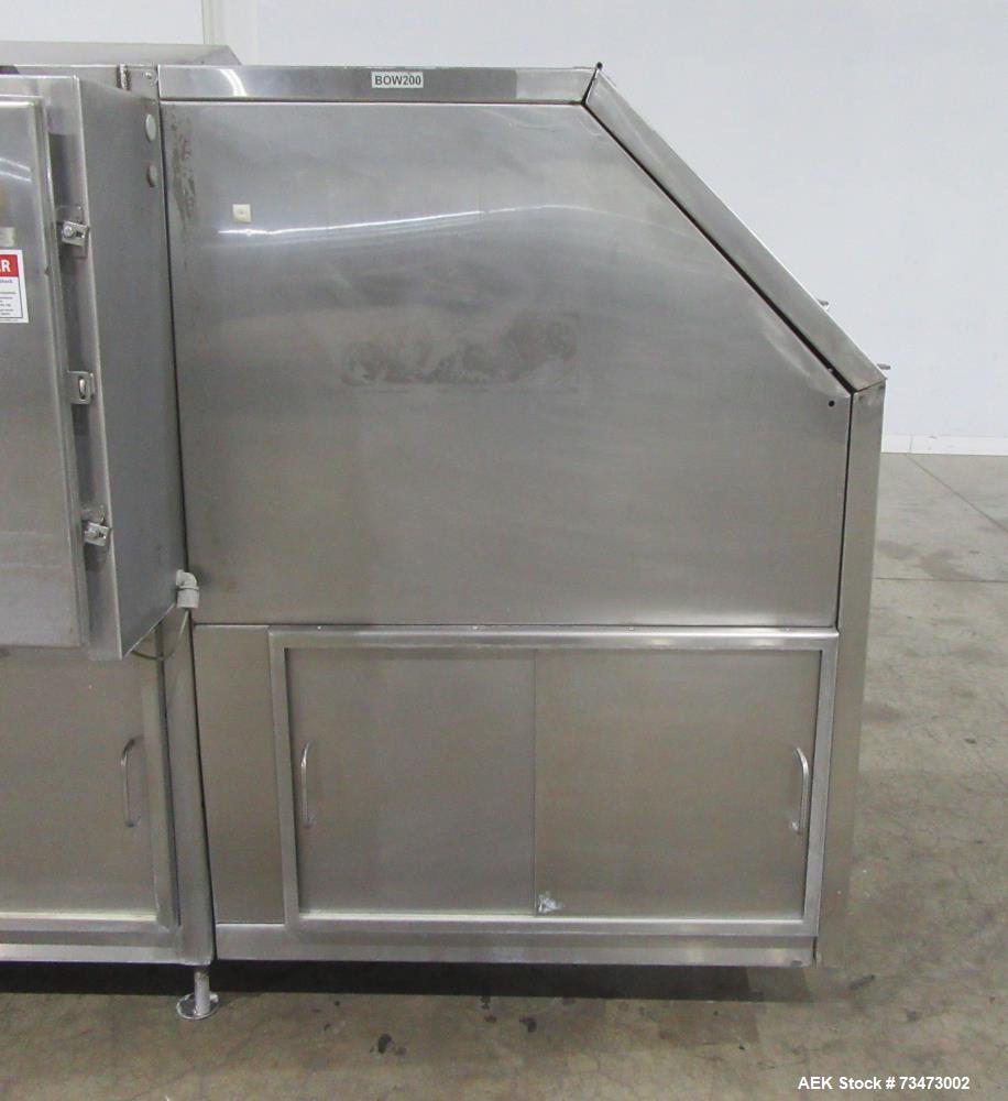 Used Bevco Model 510 Automatic Inline Bottle Gripper Rinser. Capable of speeds up to 500 containers per minute (depending on application). Container Size Range 1.5" - 9" (diameter) x 2" - 13" (height...