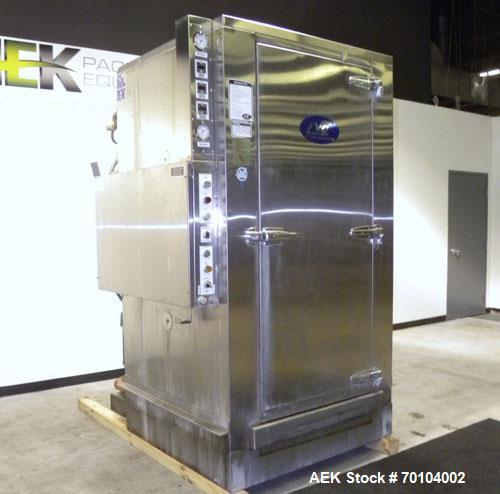 Used LVO Manufacturing Fully Automatic High Volume Pan and Rack Washer, Model RW1548G, Stainless Steel. Wash capacity 48 pans. Hinged front door. Wash area 31’’ wide x 42’’ deep x 77’’ high. Natural ...