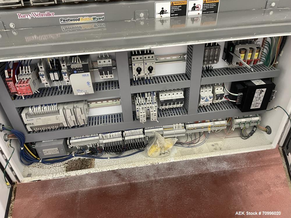 Used Pneumatic Scale Can Seamer, Model 2004RCM-1 set up on 302/301 diameter cans. Has Fleetwood extended magazine feed. Worm screw to star container handling. Can size range: 202 - 408 (diameter) x 1...