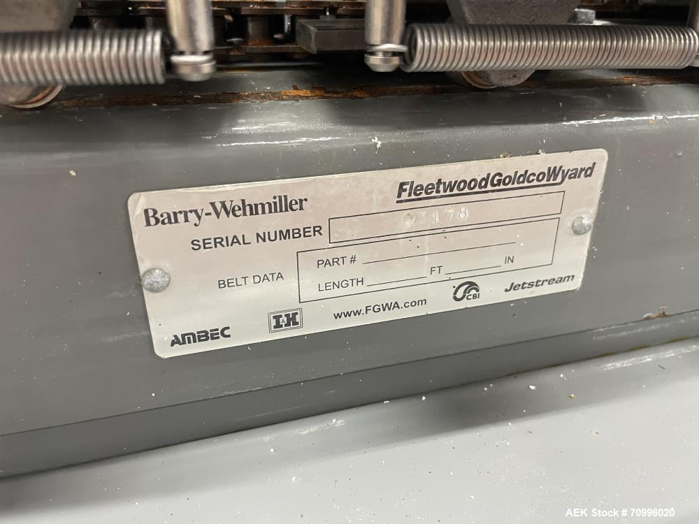 Used Pneumatic Scale Can Seamer, Model 2004RCM-1 set up on 302/301 diameter cans. Has Fleetwood extended magazine feed. Worm screw to star container handling. Can size range: 202 - 408 (diameter) x 1...