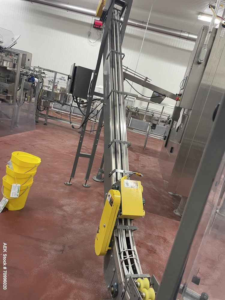 Used Pneumatic Scale Can Seamer, Model 2004RCM-1 set up on 302/301 diameter cans. Has Fleetwood extended magazine feed. Worm screw to star container handling. Can size range: 202 - 408 (diameter) x 1...