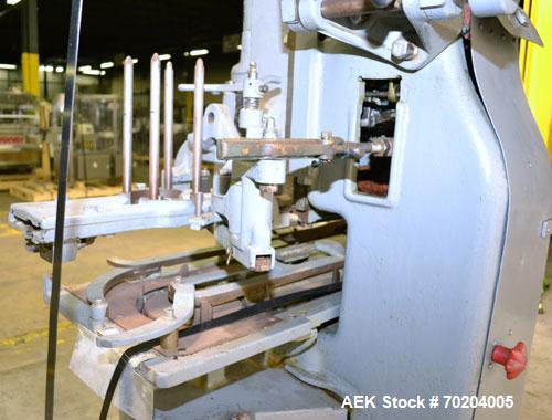 Used Canco Model 06 Automatic Can Seamer. Machine is capable of speeds up to 50 cans per minute. Can size range: (Diameter) 200 to 404, (Height) 2-1/2" to 5-1/4". Currently set up on 401 diameter can...