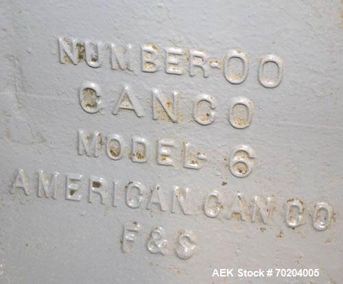 Used Canco Model 06 Automatic Can Seamer. Machine is capable of speeds up to 50 cans per minute. Can size range: (Diameter) 200 to 404, (Height) 2-1/2" to 5-1/4". Currently set up on 401 diameter can...