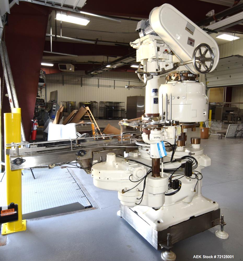 Used-Sutthiphong Engineering Can Seamer, Model C400. (4) Seaming heads, lid magazine, infeed conveyor. Serial# STP298, rebui...