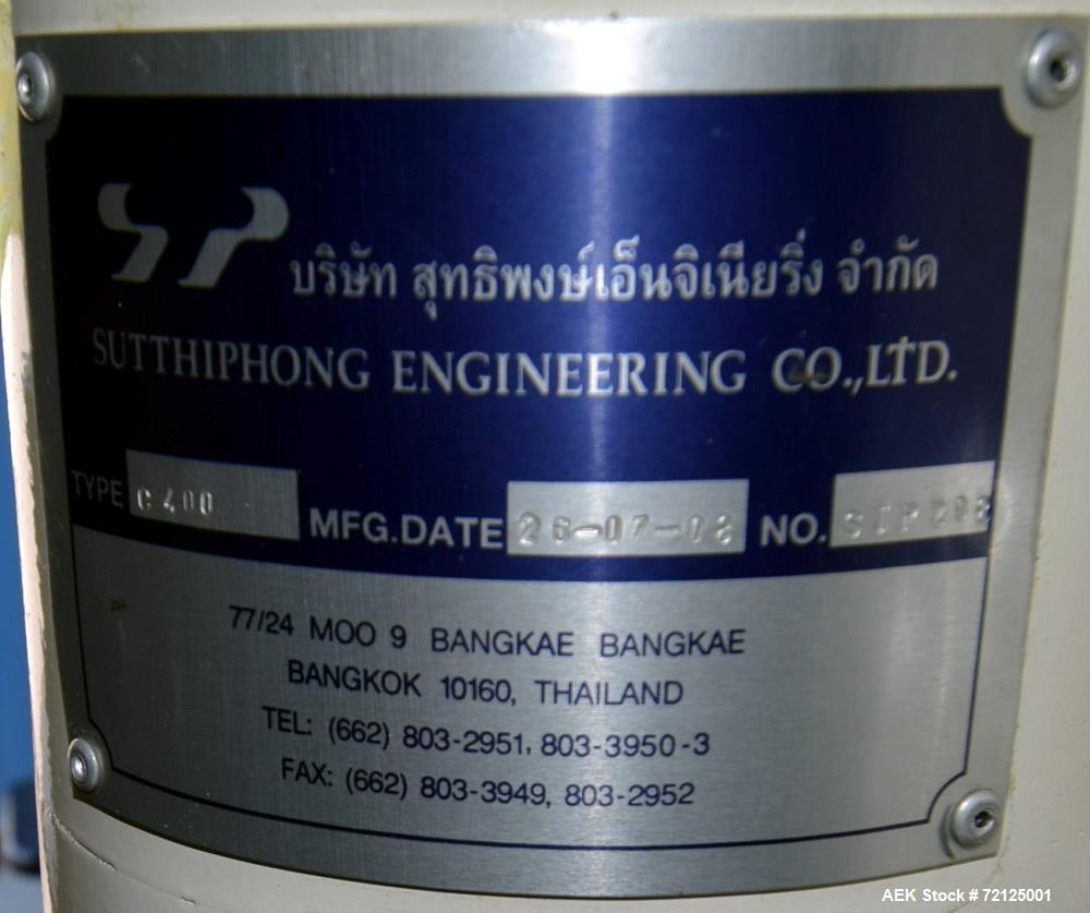 Used-Sutthiphong Engineering Can Seamer, Model C400. (4) Seaming heads, lid magazine, infeed conveyor. Serial# STP298, rebui...