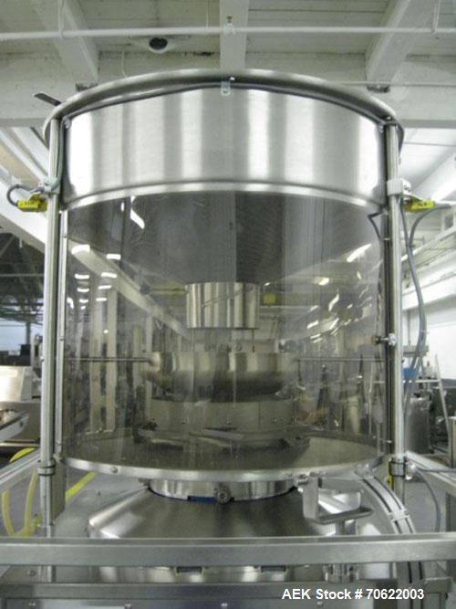 Used Genesis (West Packaging) Model RW-600LH Crimp Capper. Machine is capable of speeds up to 600 vials per minute. GMP design, gravity feed cap hopper. Vial size range: diameter 0.5-2.25", height 1....