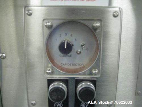 Used Genesis (West Packaging) Model RW-600LH Crimp Capper. Machine is capable of speeds up to 600 vials per minute. GMP design, gravity feed cap hopper. Vial size range: diameter 0.5-2.25", height 1....