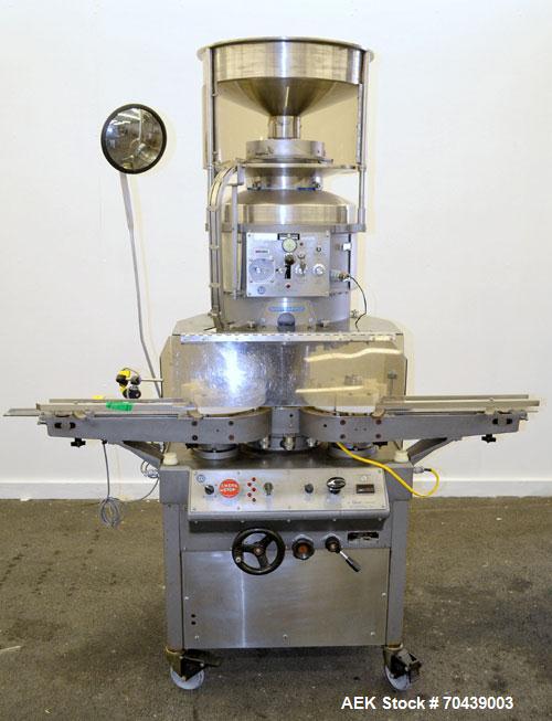 Used West Rotary Capper, Model RW-500. (12) Spindle positions, approximately 50 to 300 bottles per minute. Designed for serum vial seals, lined or unlined seals, flip-off seals, unit dose westcaps. S...