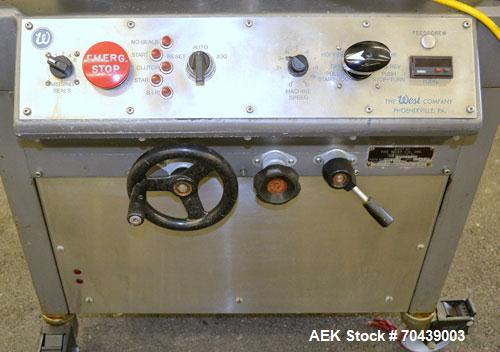 Used West Rotary Capper, Model RW-500. (12) Spindle positions, approximately 50 to 300 bottles per minute. Designed for serum vial seals, lined or unlined seals, flip-off seals, unit dose westcaps. S...
