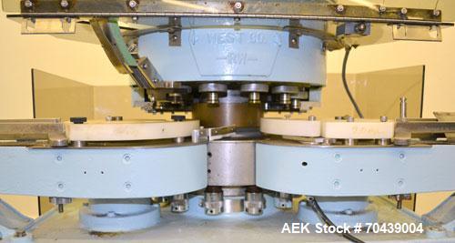 Used West Rotary Capper, Model RW-500. (12) Spindle positions, approximately 50 to 300 bottles per minute. Designed for serum vial seals, lined or unlined seals, flip-off seals, unit dose westcaps. S...