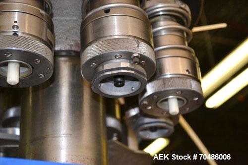 Used Alcoa Packaging Equipment 8 Head Rotary Chuck Capper, Model F-212-4. Capable of line speeds of 100 to 440/minute. Maximum container diameter 4.312’’, height 5-14’’, pitch diameter stars 12’’. Se...